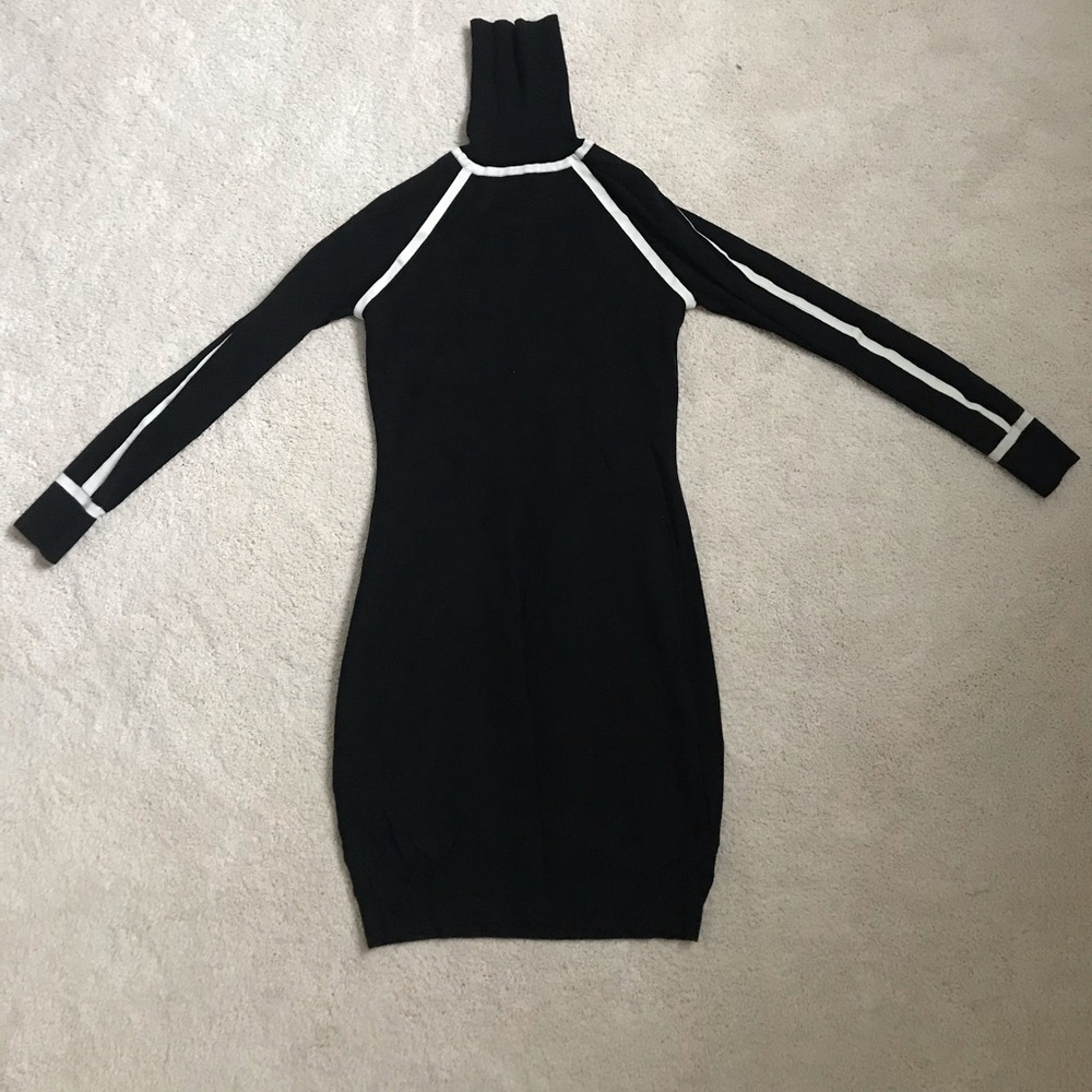 Black Sweater Dress With White Contour Lines